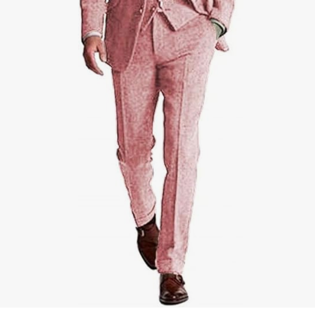 Retro Slim Fit Groom Tuxedos Herringbone Men's Pants