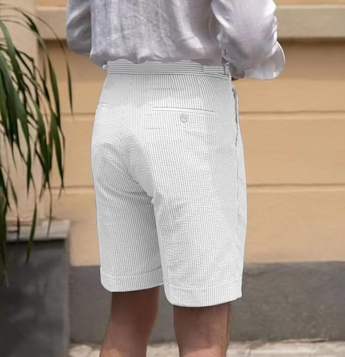 Summer Lightweight Seersucker Suit Shorts Mens Set 2