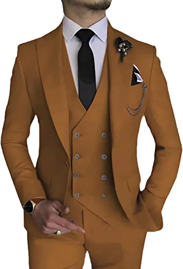 Double Breasted Suit One Button 3 Piece Men's Suit