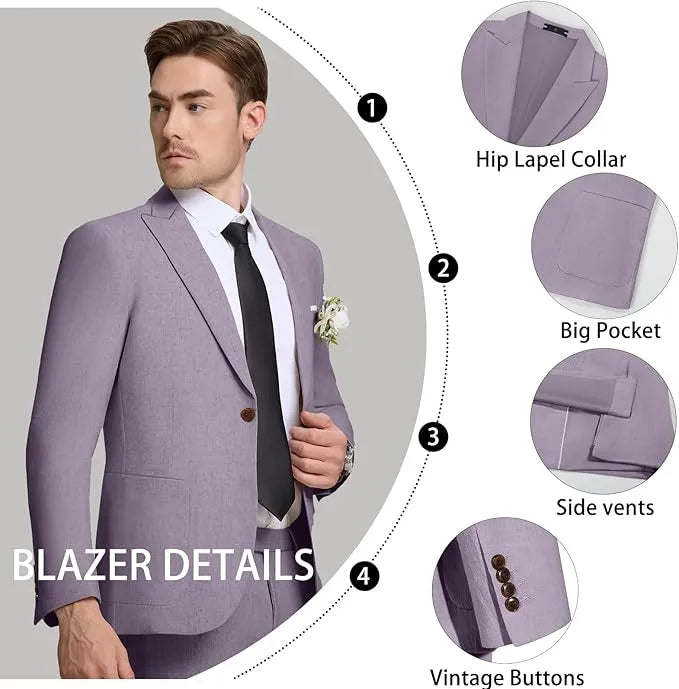 Abiti da uomo casual in lino due pezzi - Tessuto migliorato