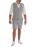 Charger l'image dans la visionneuse de la galerie, Men's Linen Summer Suits 2 Piece Causal Suits Vest and Shorts Tailored Fit 2024
