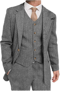 Cargar la imagen en la vista de la galería, Mens Suit 3 Pieces Formal Tweed Herringbone Dress Suit Notch Lapel Dress
