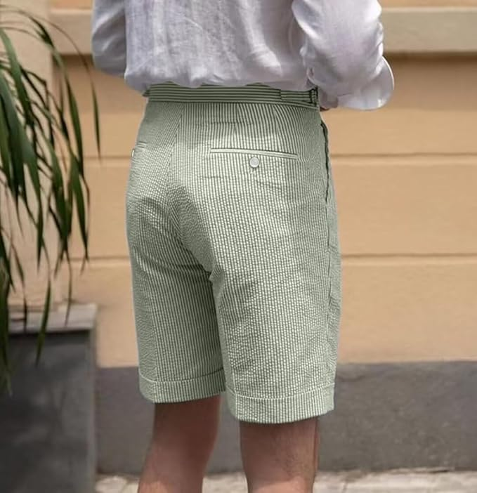 Summer Lightweight Seersucker Suit Shorts Mens Set 2