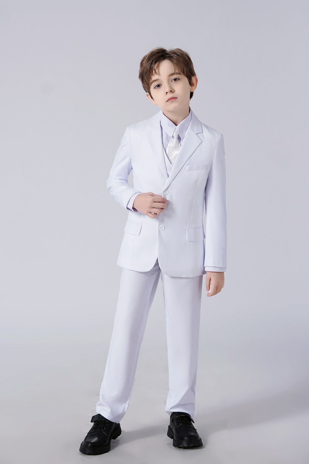 White Tuxedo 5 Piece Boys Suits