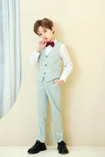 Charger l'image dans la visionneuse de la galerie, Mint Green Plaid Elegant Formal 5 Piece Boys Suits
