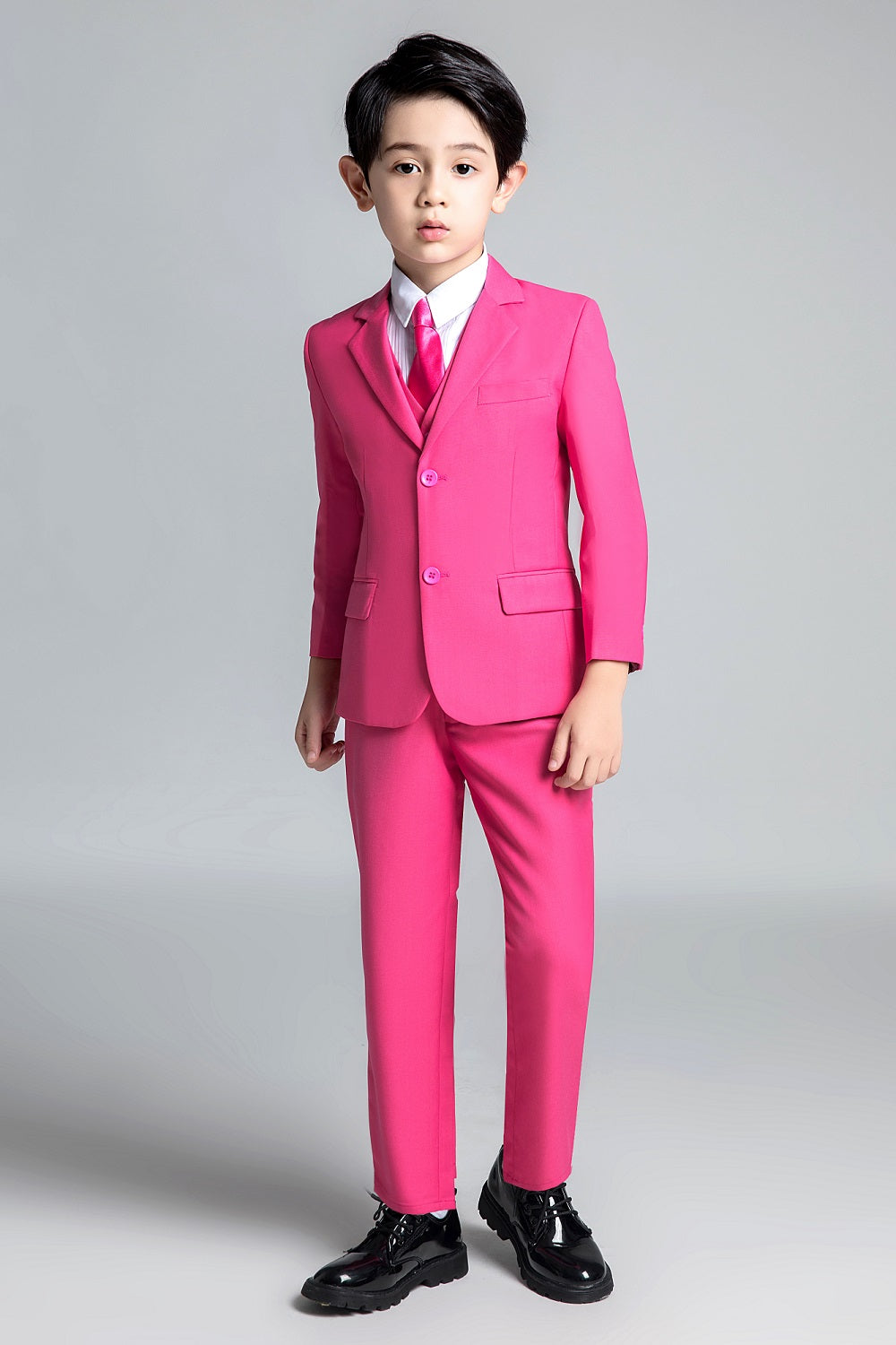 Pink Kid Boys Formal Classic Suits Set 5 Piece Boys Suits