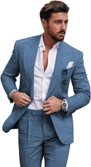 Summer Casual Linen Men's Slim Fit 2 Piece Suit