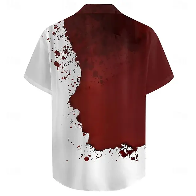 Blood stains Casual Men's Shirt Holiday Summer Turndown Short Sleeve Red Shirt