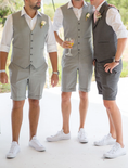 Cargar la imagen en la vista de la galería, Men's Linen Summer Suits 2 Piece Causal Suits Vest and Shorts Tailored Fit 2024
