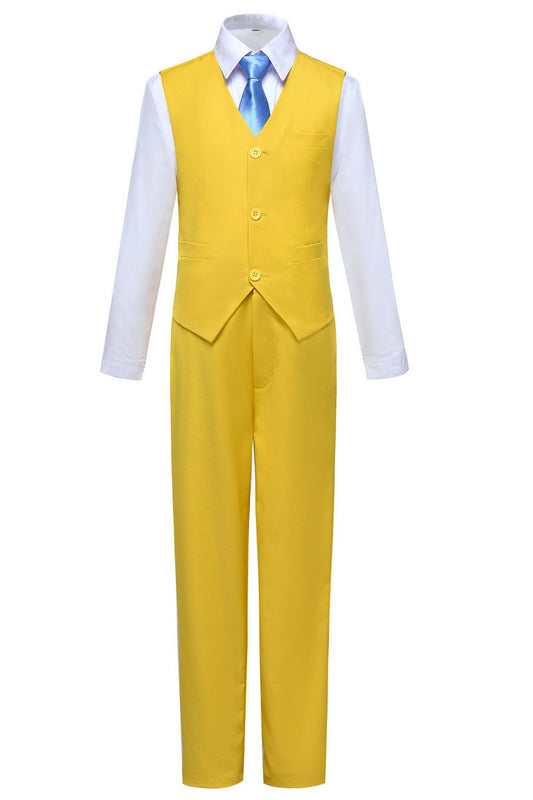 Yellow 2 Piece Kids Boys' Vest and Pants Dress Suits Set