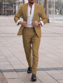 Men's Linen Suits Beach Wedding Summer Suits Single Breasted 2 Piece Suits 2024