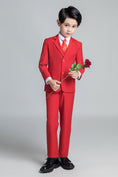 Load image into Gallery viewer, Red Classic Suits Set 5 Piece Boys Suits
