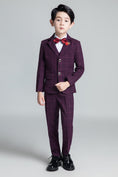 Load image into Gallery viewer, Purple Red Plaid Fashion 5 Piece Boys Suits
