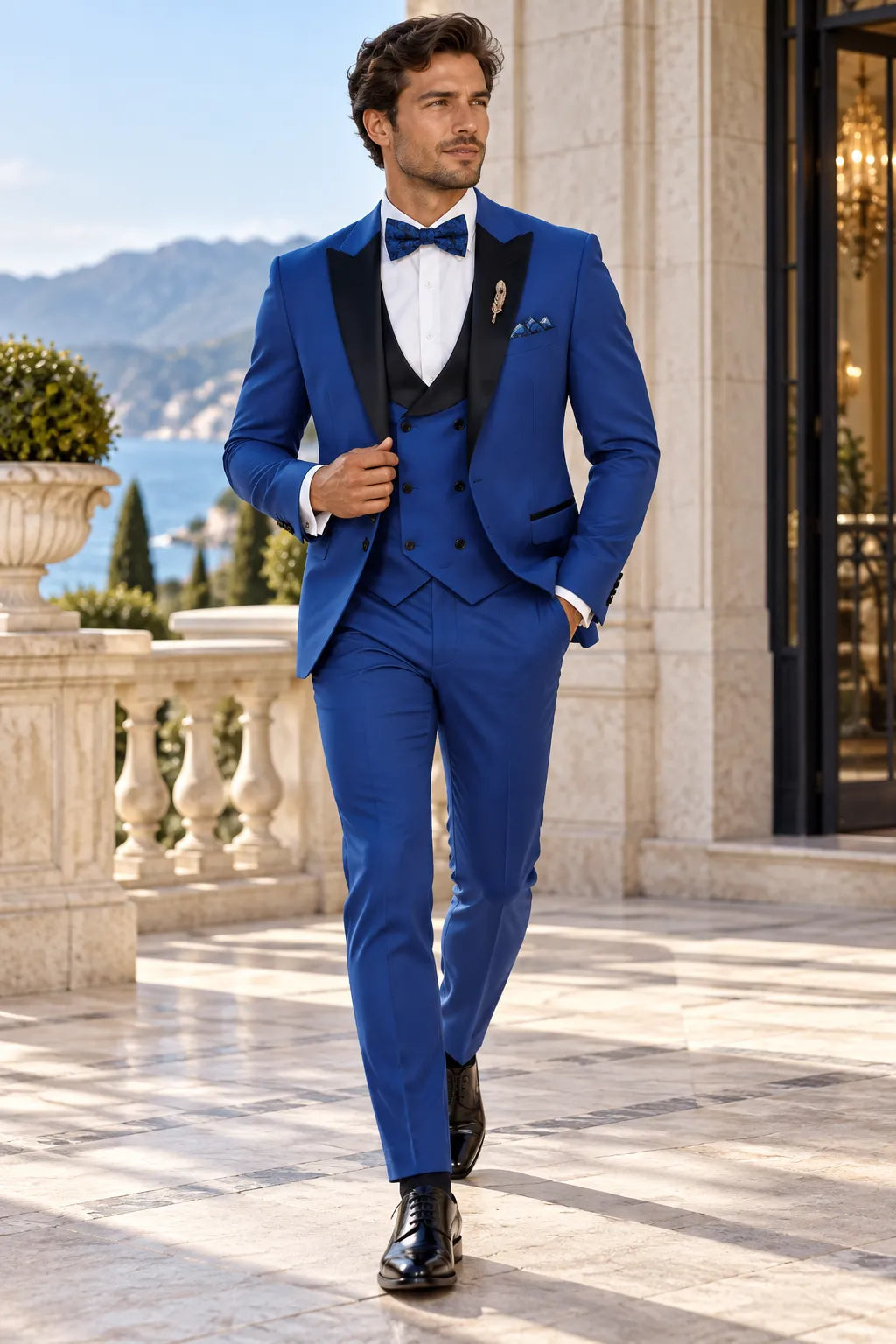 Men's Contrast Shawl Lapel Tuxedo 3 Piece Suit