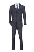 Cargar la imagen en la vista de la galería, Dark Grey Plaid Men's 3 Piece Suits
