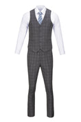 Cargar la imagen en la vista de la galería, Grey Plaid Men's 3 Piece Suits
