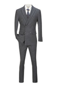 Load image into Gallery viewer, Grey Plaid Men's 3 Piece Slim Fit Suits
