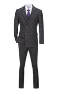 Load image into Gallery viewer, Black Plaid Men's 3 Piece Slim Fit Suits
