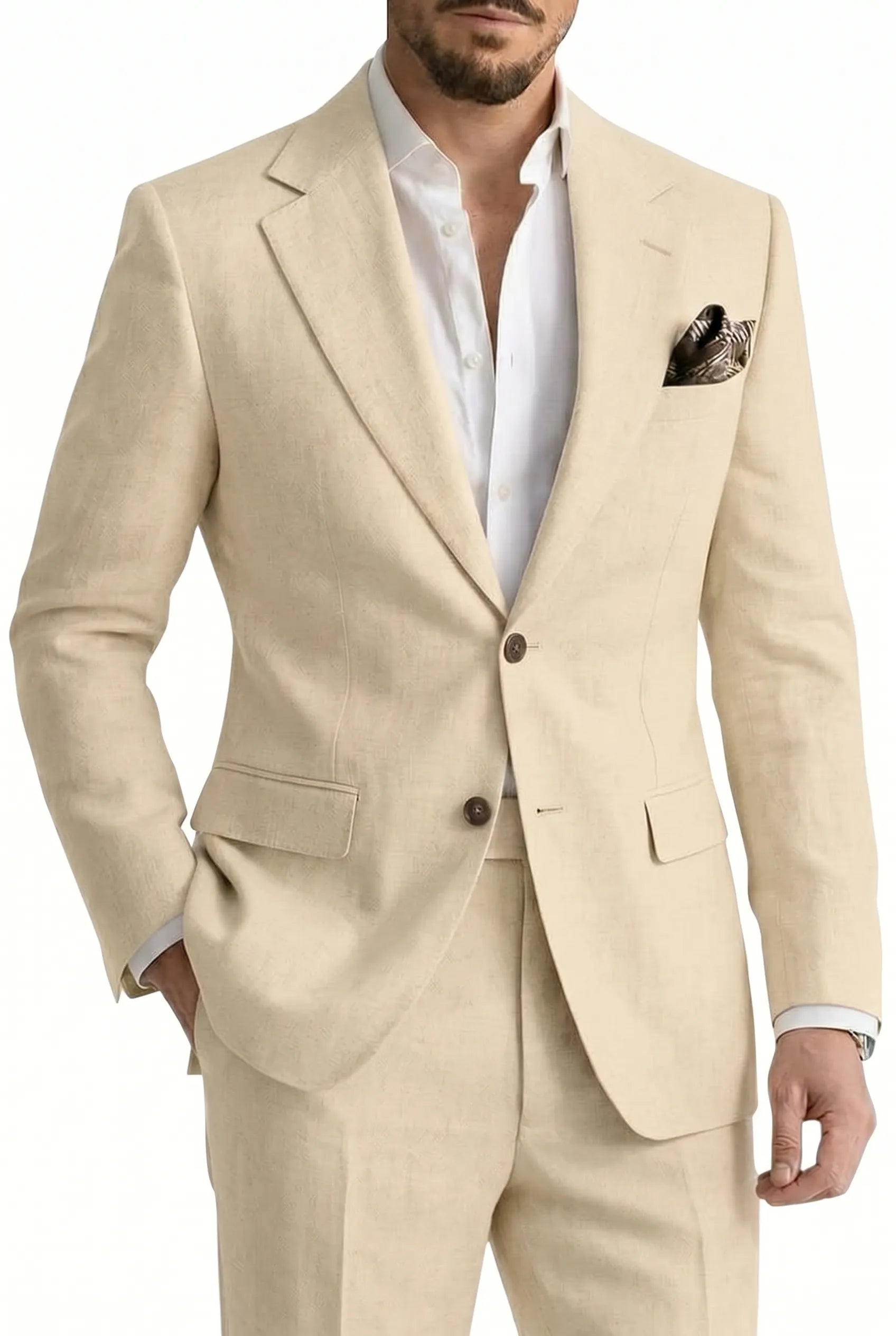 Men's Linen Casual 2 Piece Linen Suit