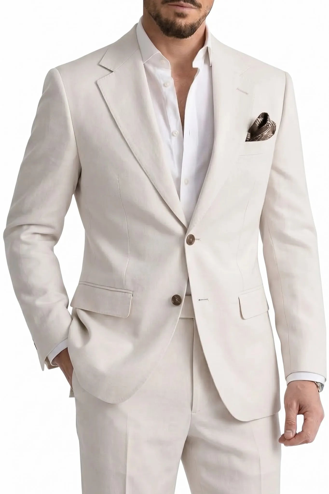 Men's Linen Casual 2 Piece Linen Suit