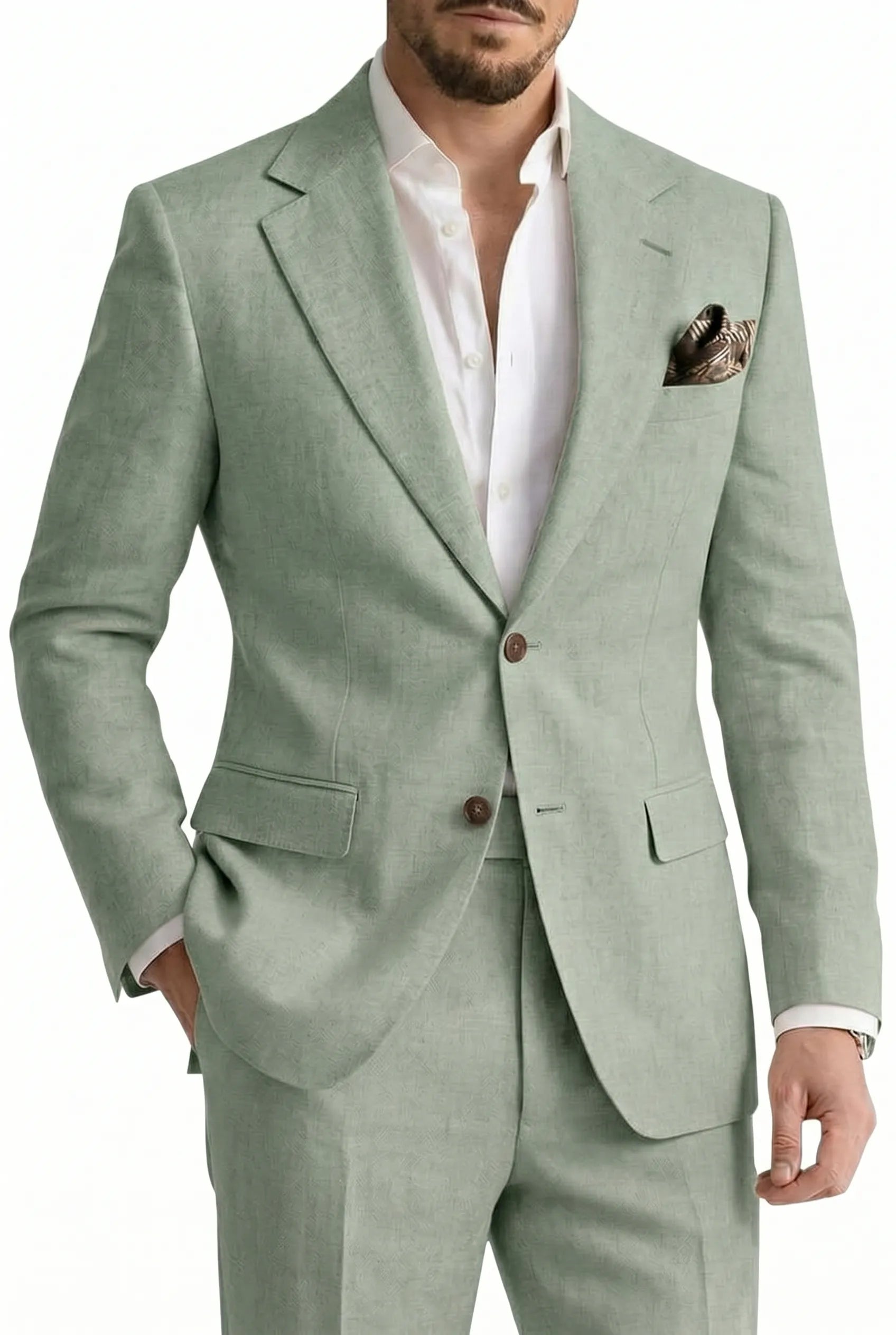 Men's Linen Casual 2 Piece Linen Suit