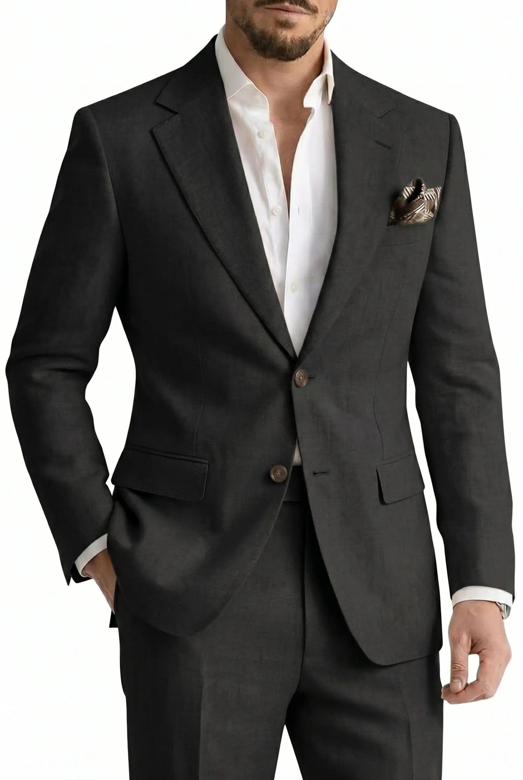 Men's Linen Casual 2 Piece Linen Suit