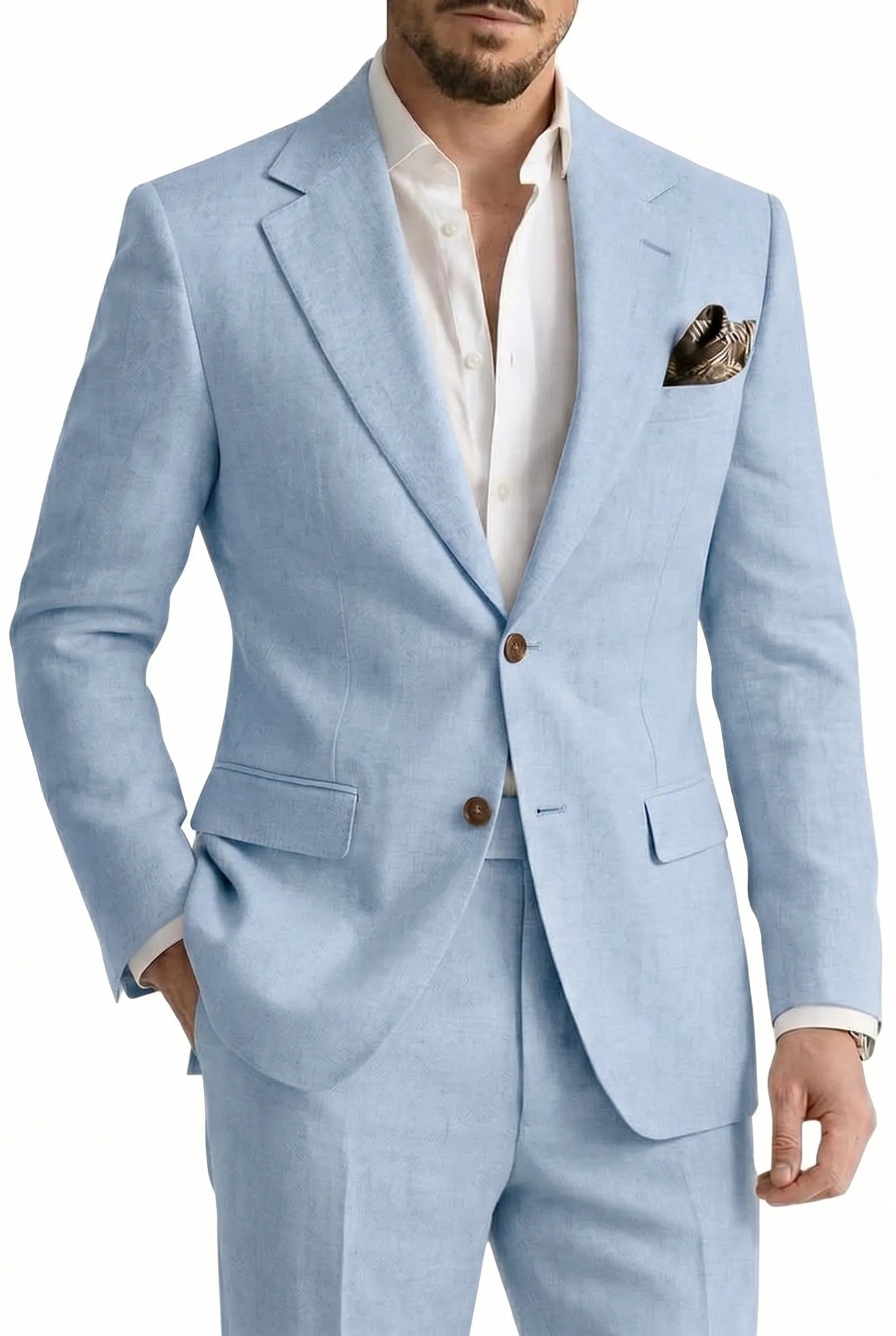 Men's Linen Casual 2 Piece Linen Suit
