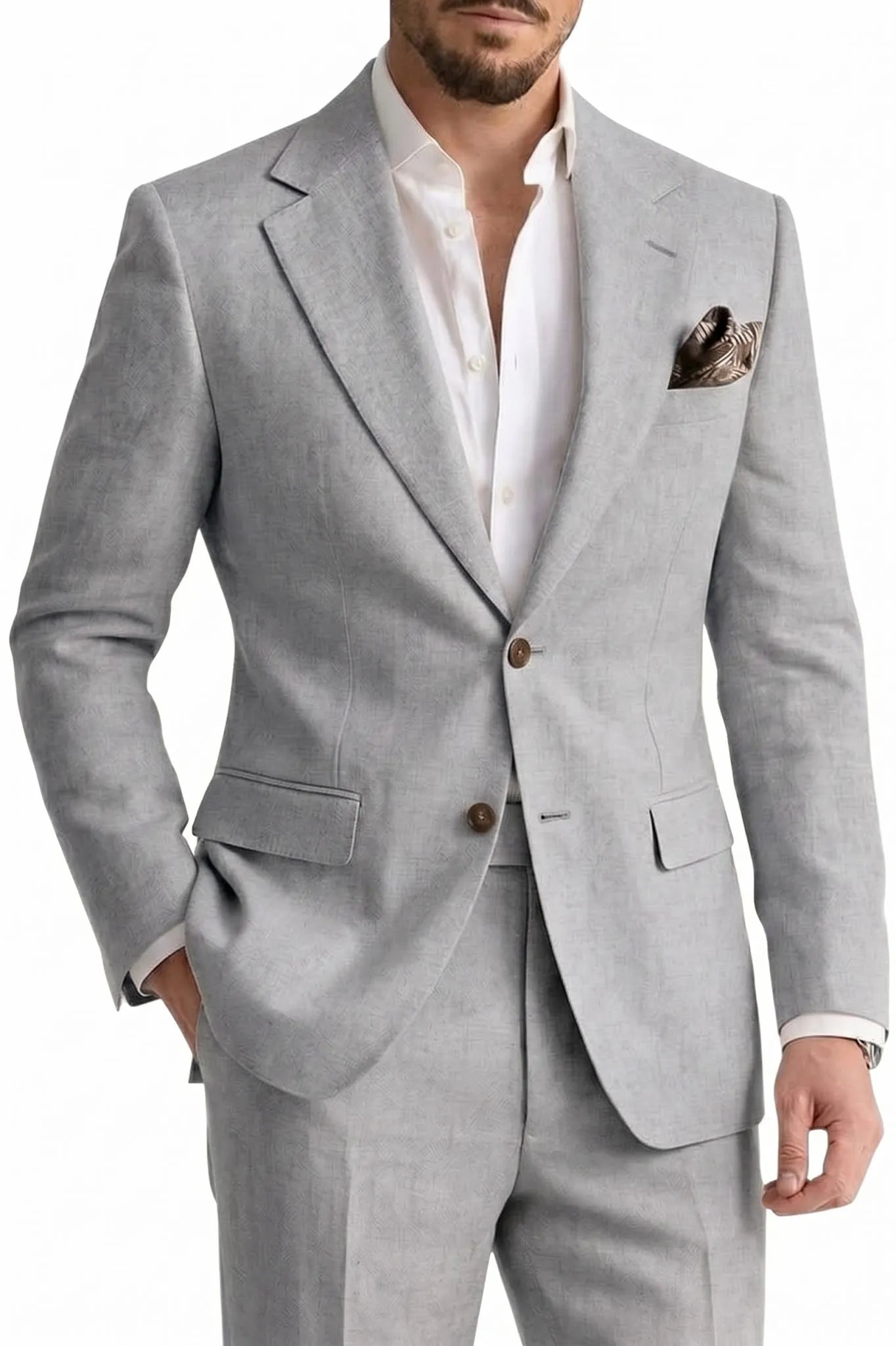 Men's Linen Casual 2 Piece Linen Suit