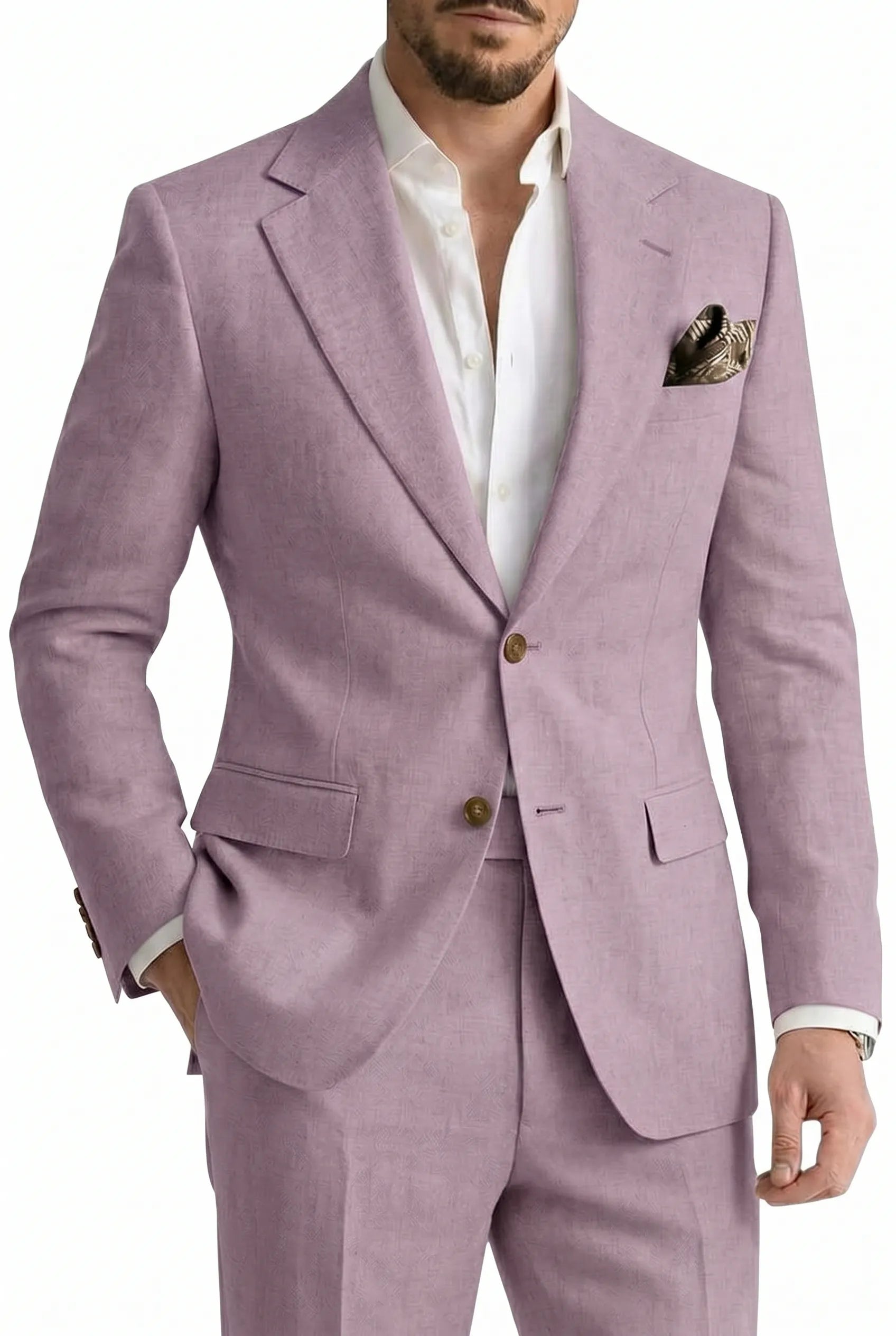 Men's Linen Casual 2 Piece Linen Suit