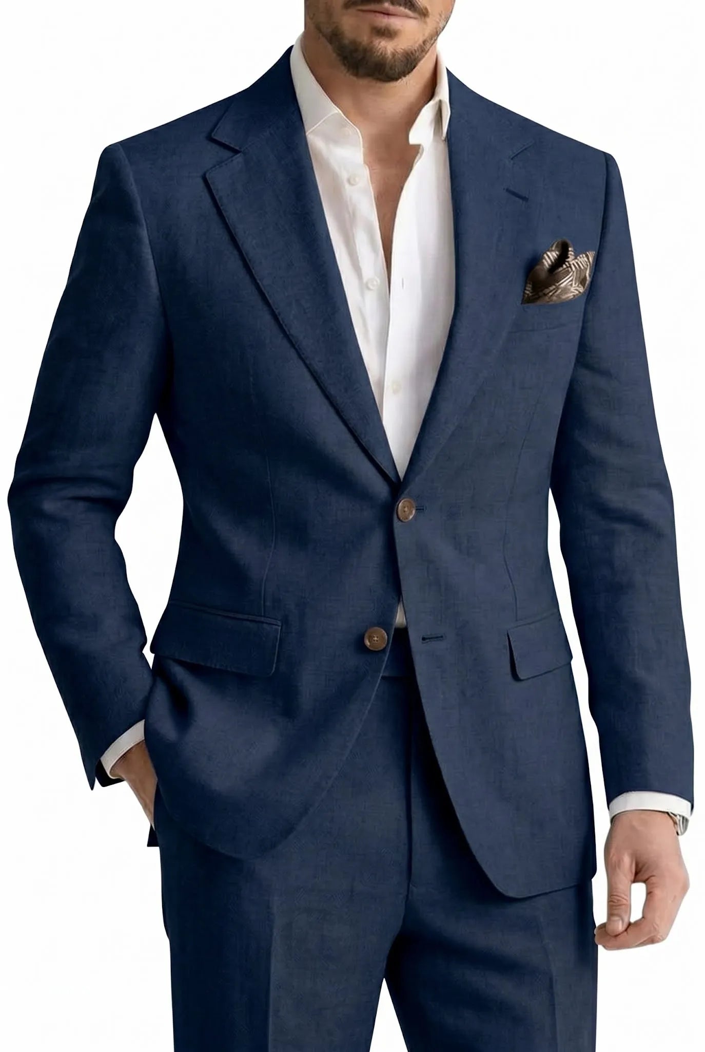 Men's Linen Casual 2 Piece Linen Suit