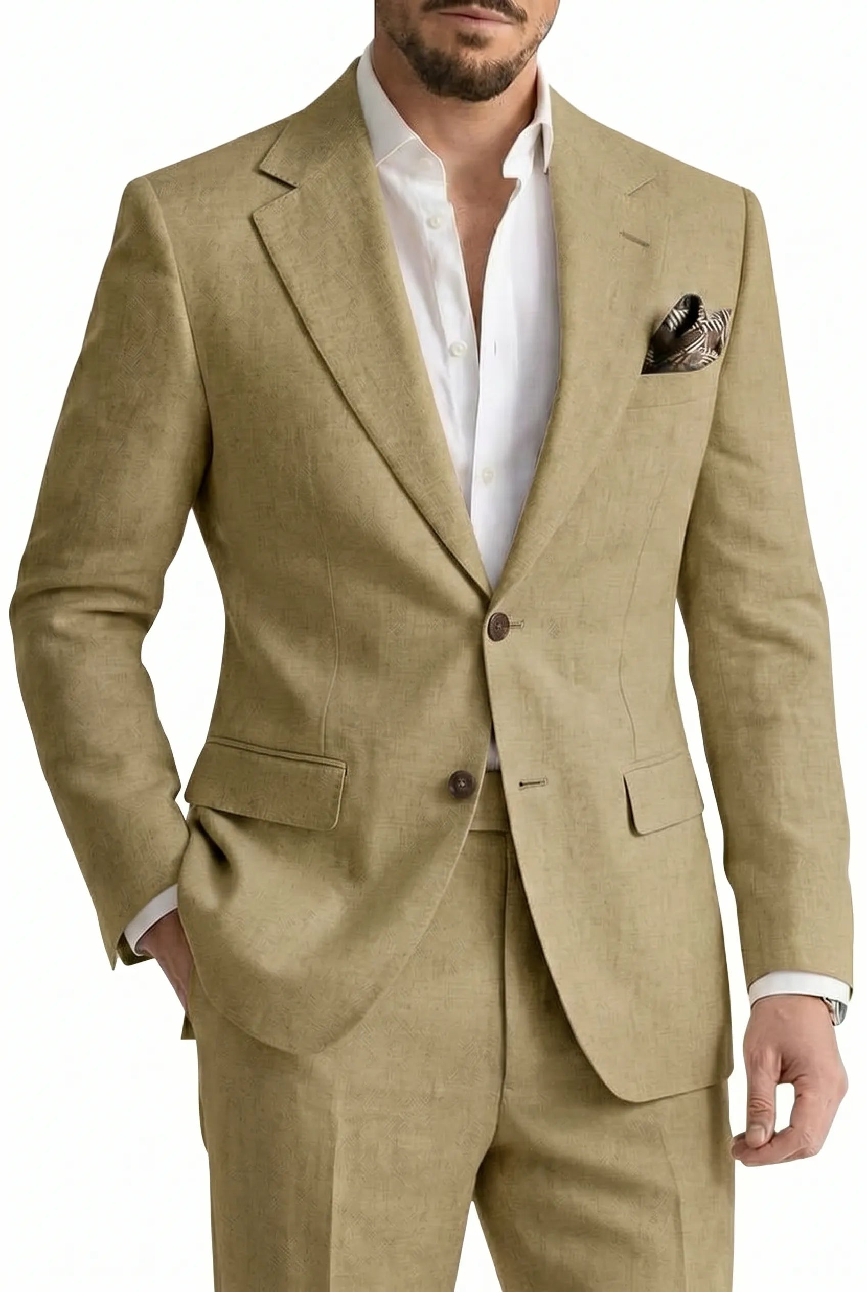 Men's Linen Casual 2 Piece Linen Suit
