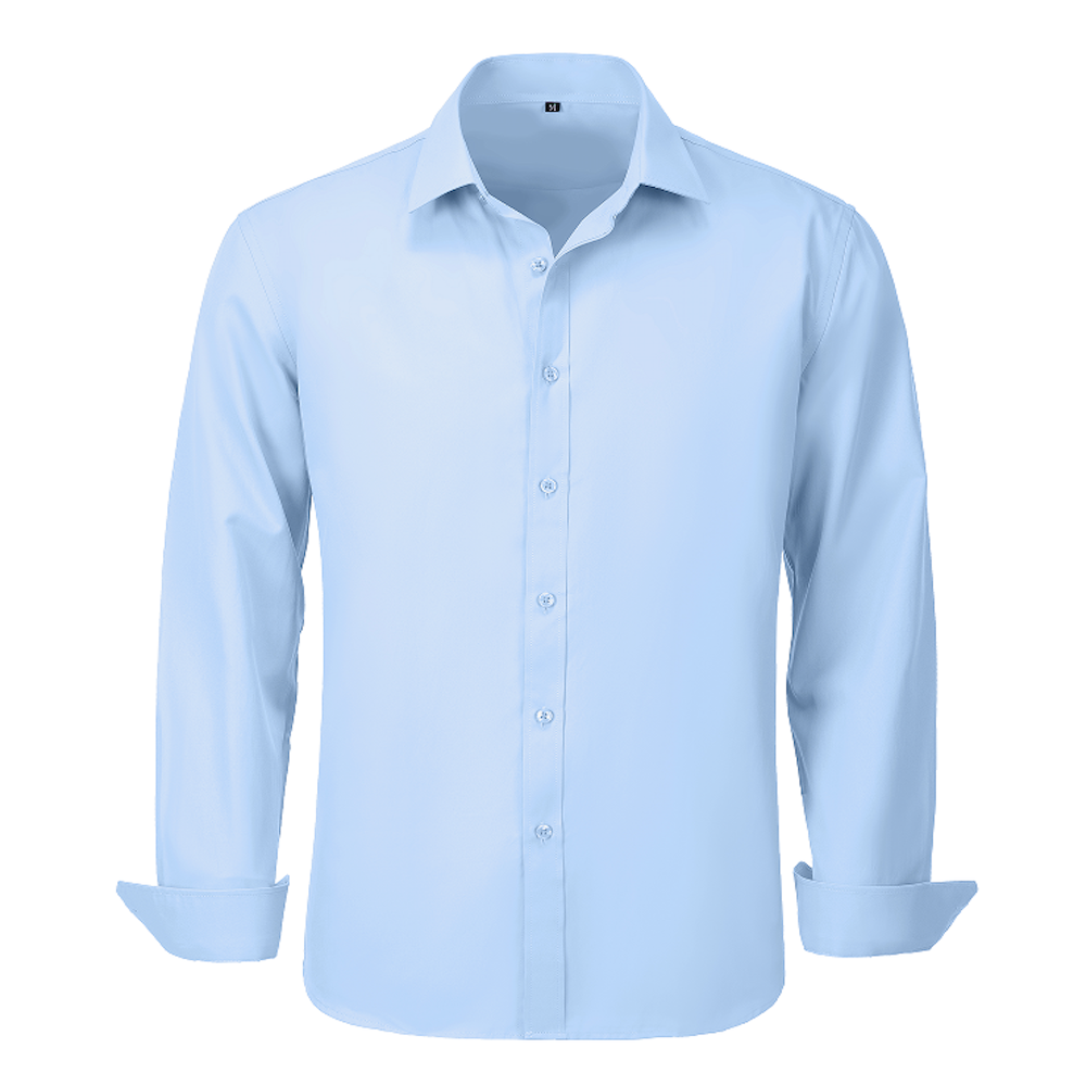 Sky blue slim fit dress shirt for men – long sleeve button-up front