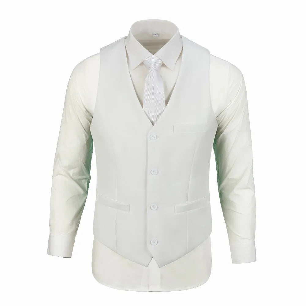 Ivory slim fit vest for men – paired with white shirt and bow tie for weddings