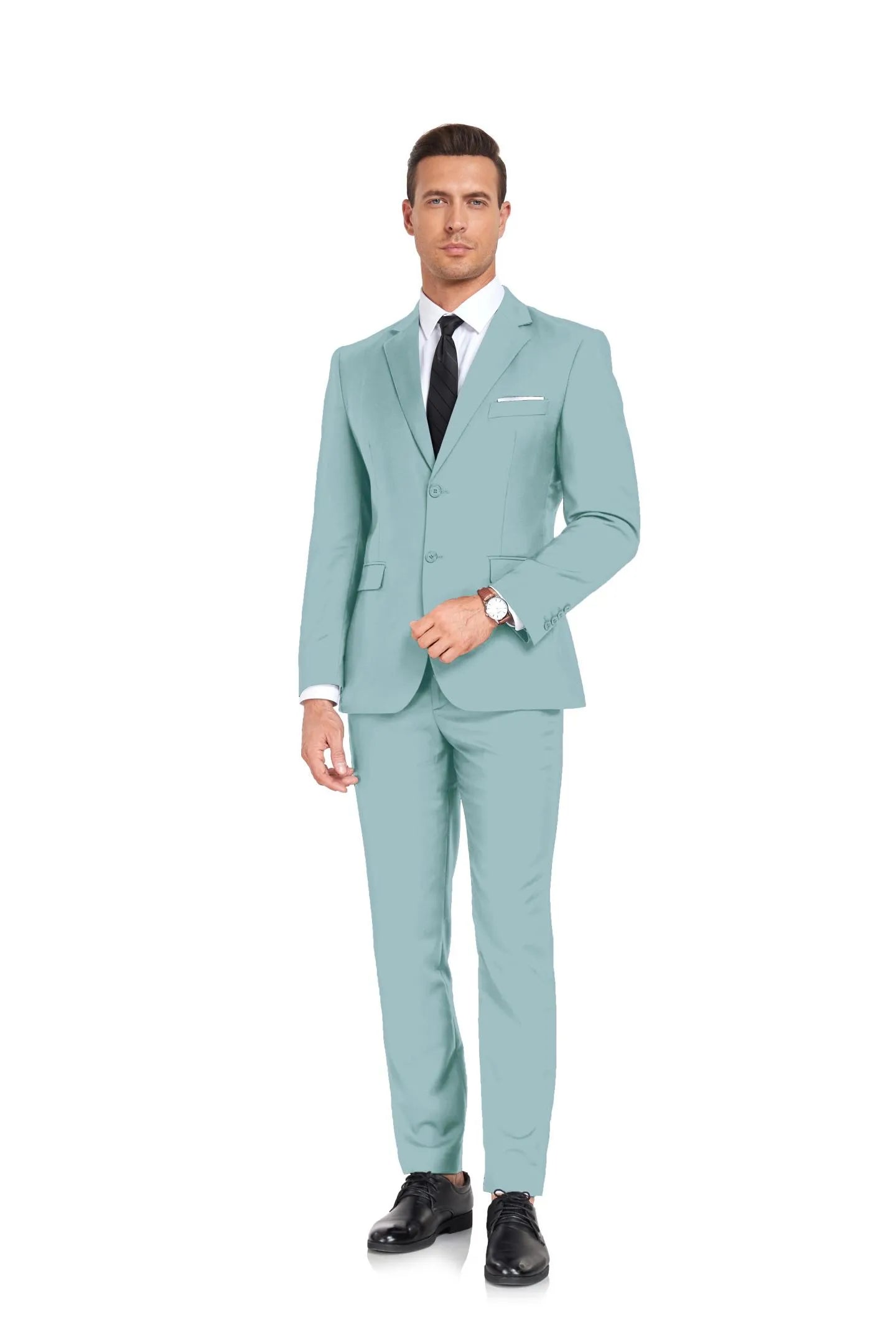 fresh mint green two button 2 piece men's suit with modern tailoring for formal occasions