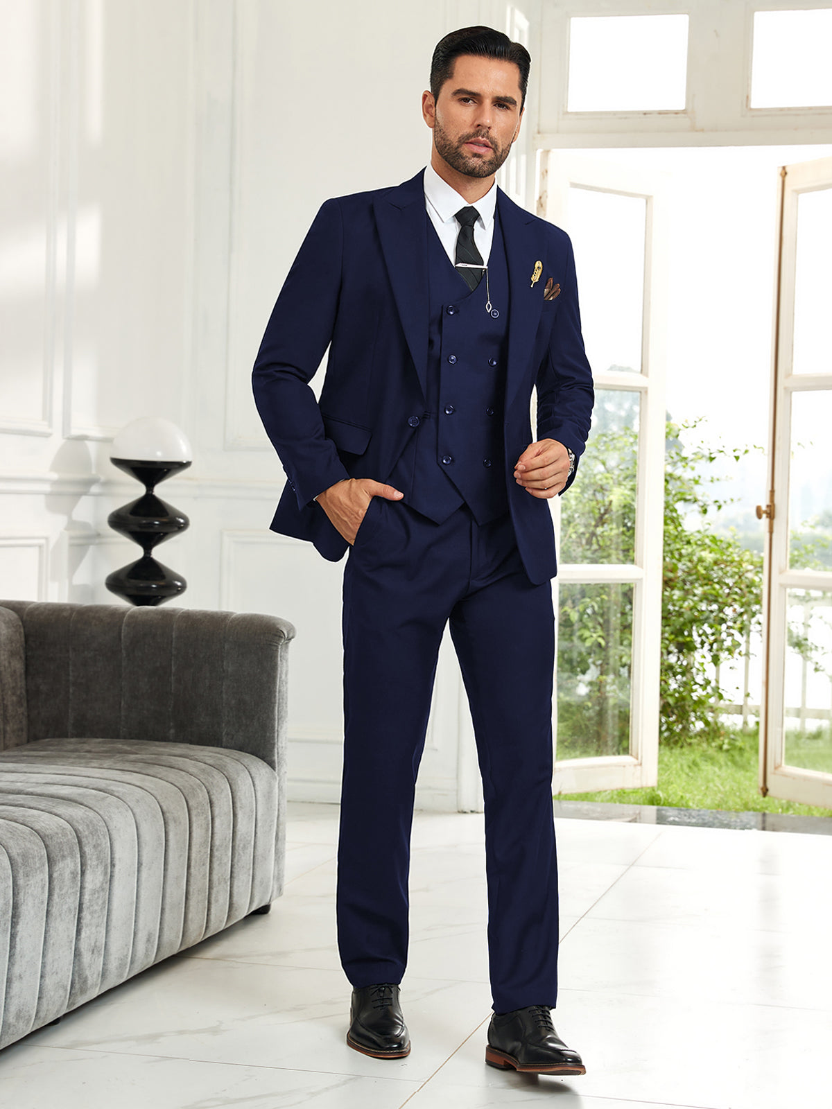 royal blue 3 piece wedding suit for men – slim fit groom tuxedo for formal events