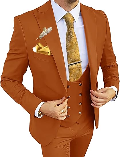 Men's 3 Piece Slim Fit Suits Double Breasted Suit Tuxedo Suit