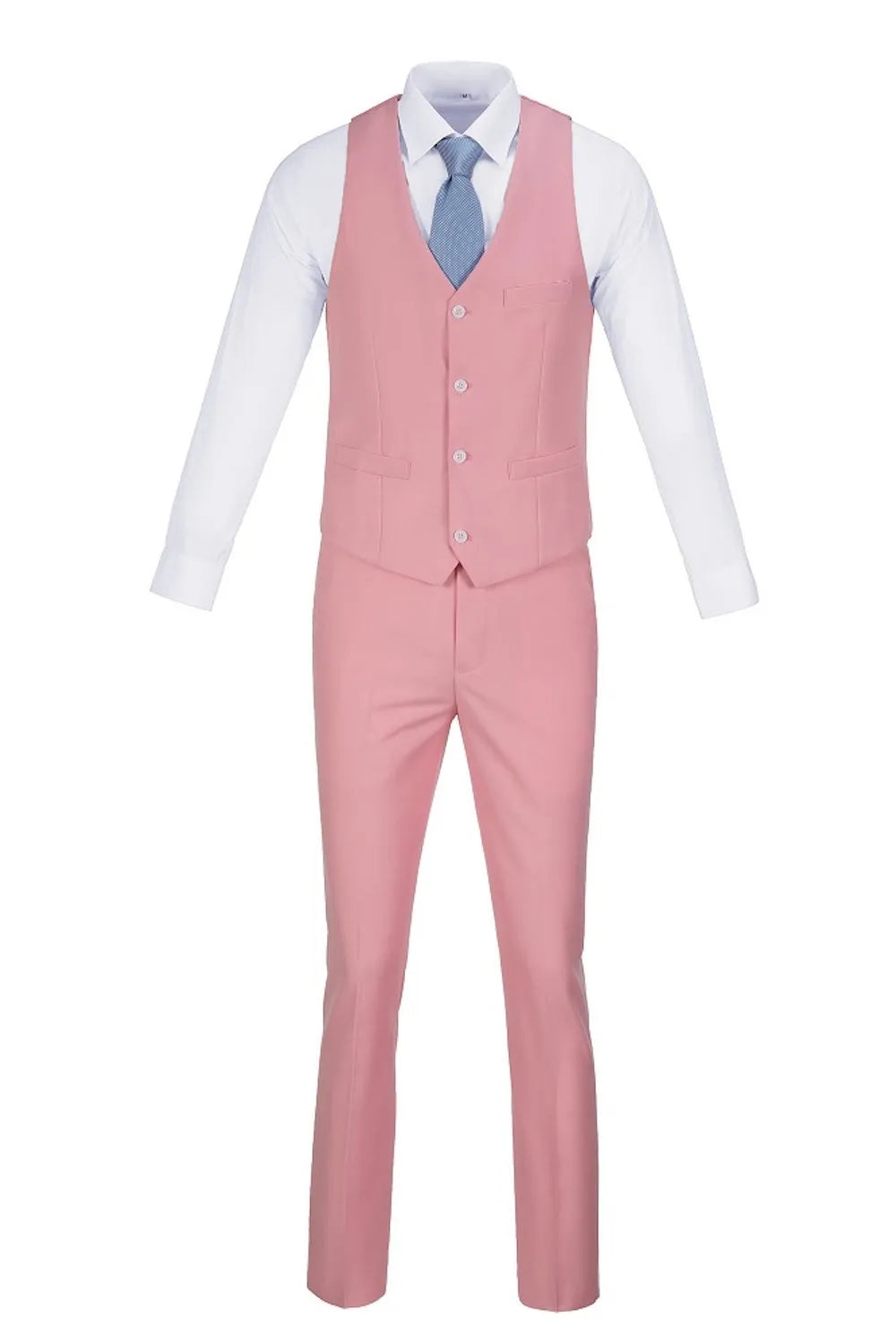Pink slim fit vest and trousers set for men – part of 3 piece wedding tuxedo outfit