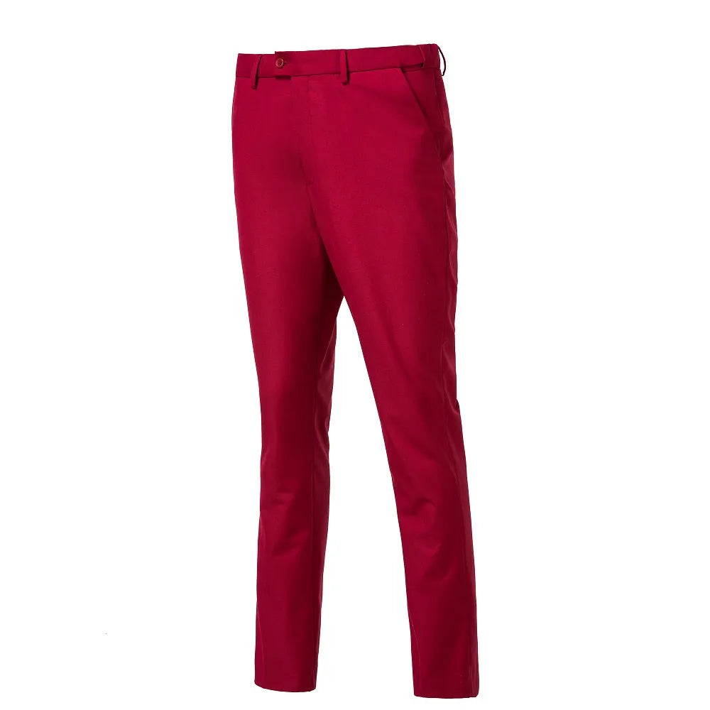 Red slim fit men's trousers – formal wedding and business wear from 3 piece suit set