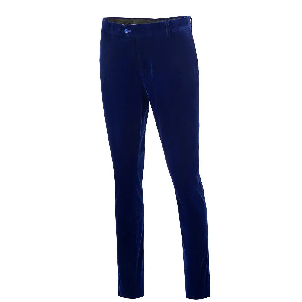 Slim fit royal blue velvet dress pants for men – matching trousers from formal 2 piece suit set
