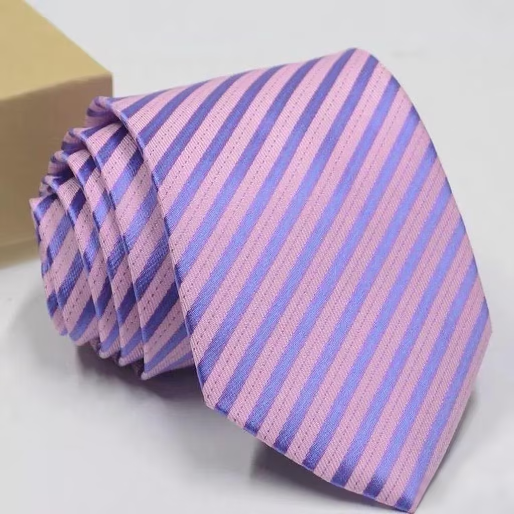 Pink and Purple Striped Tie for Men Formal Accessory for Weddings