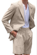 Cargar la imagen en la vista de la galería, Summer Lightweight Seersucker Suit Shorts Mens Set 2
