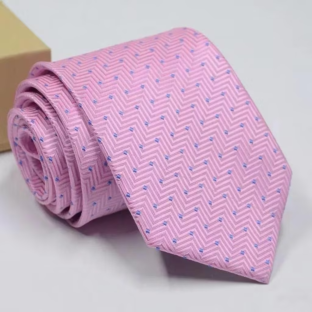 Pink silk tie for men textured accessory for weddings and parties