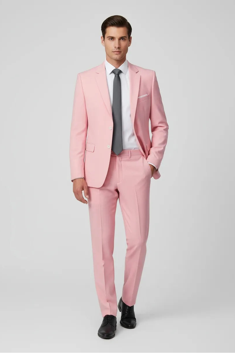 Men's Pink Slim Fit 2 Piece Suit