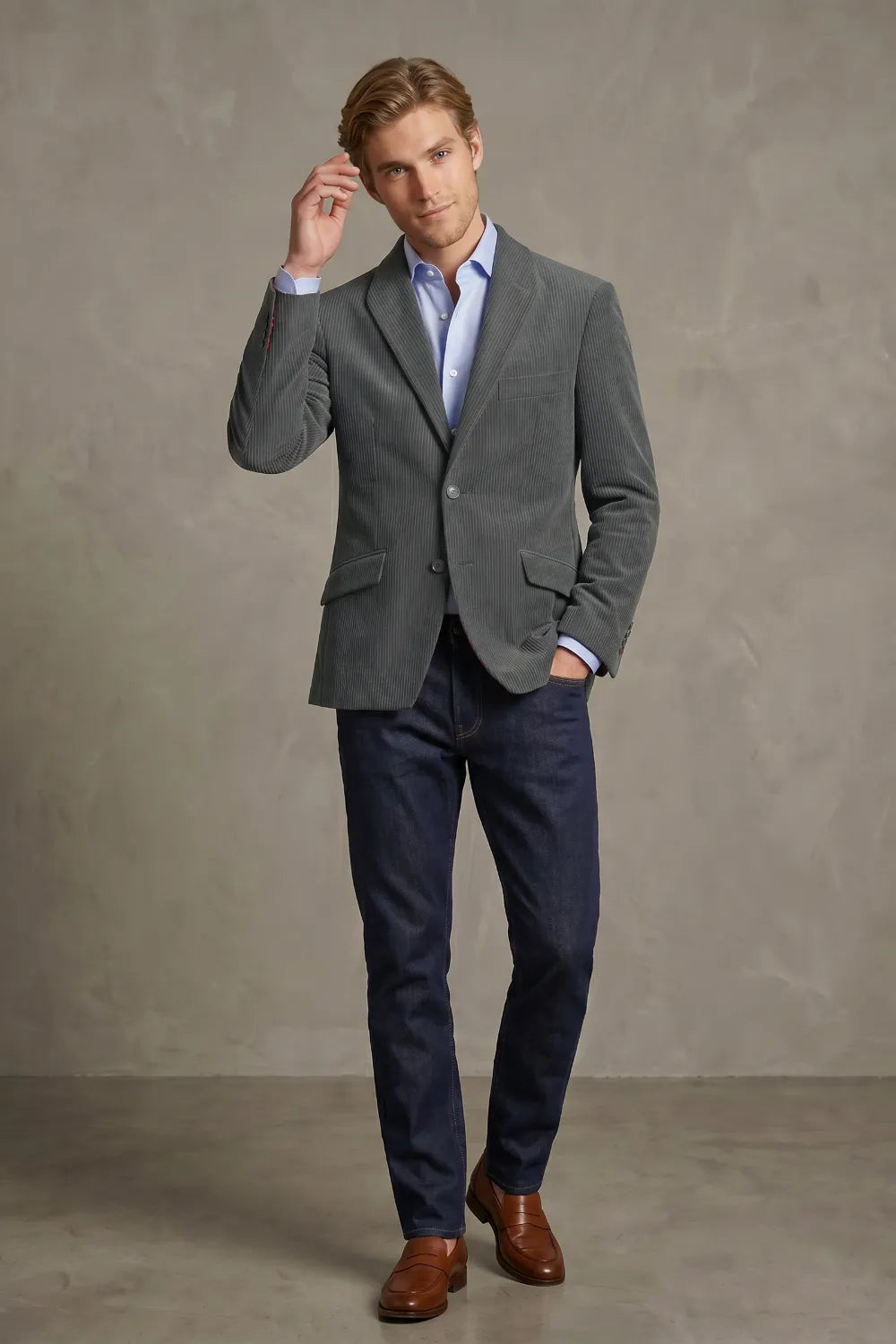 Men's Corduroy Notch Lapel 2 Piece Suit