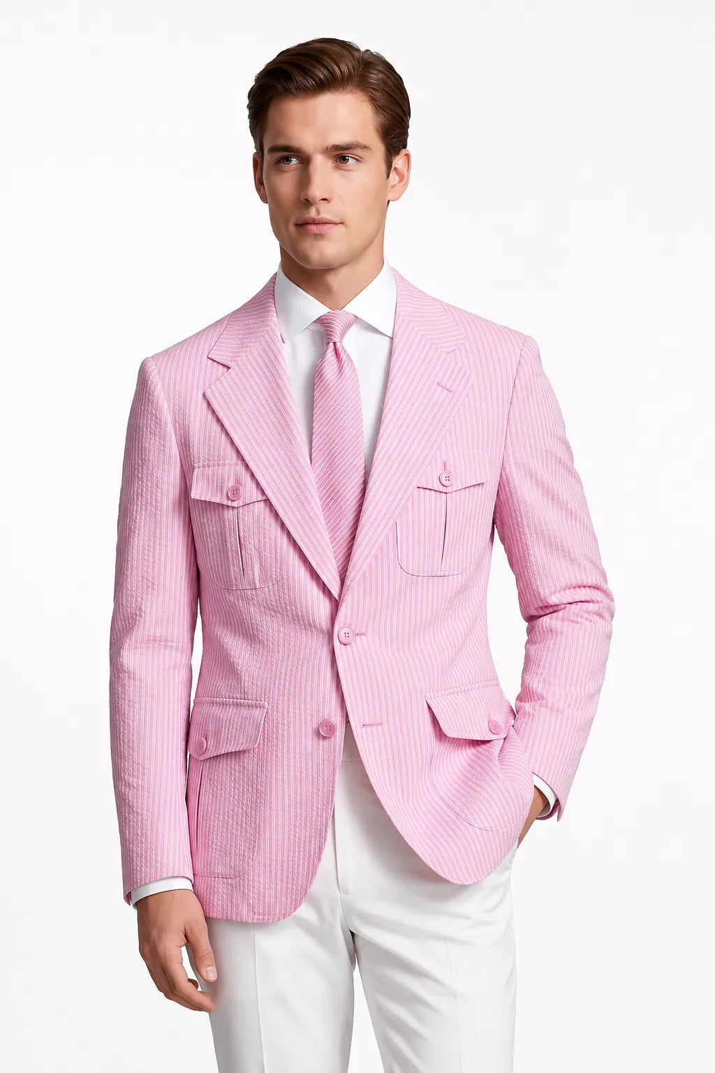 Men's Modern Seersucker 2 Piece Suit