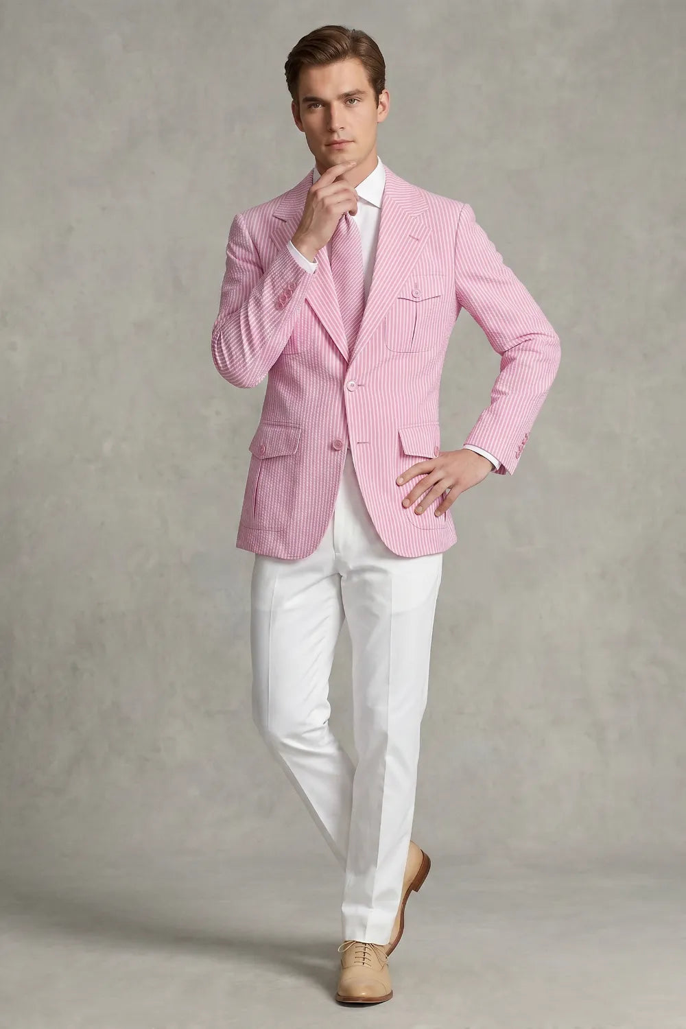 Men's Modern Seersucker 2 Piece Suit
