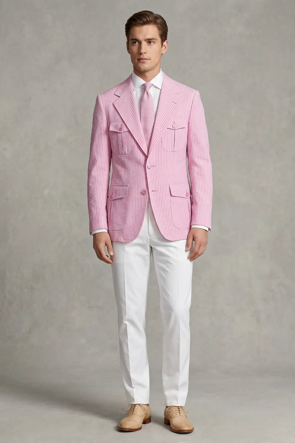 Men's Modern Seersucker 2 Piece Suit