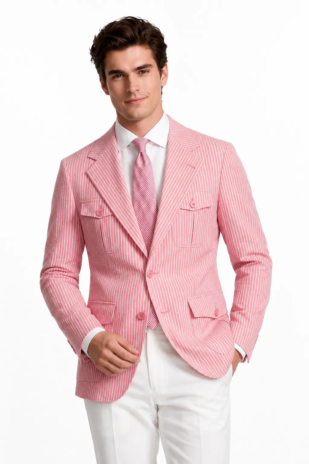 Men's Modern Seersucker 2 Piece Suit