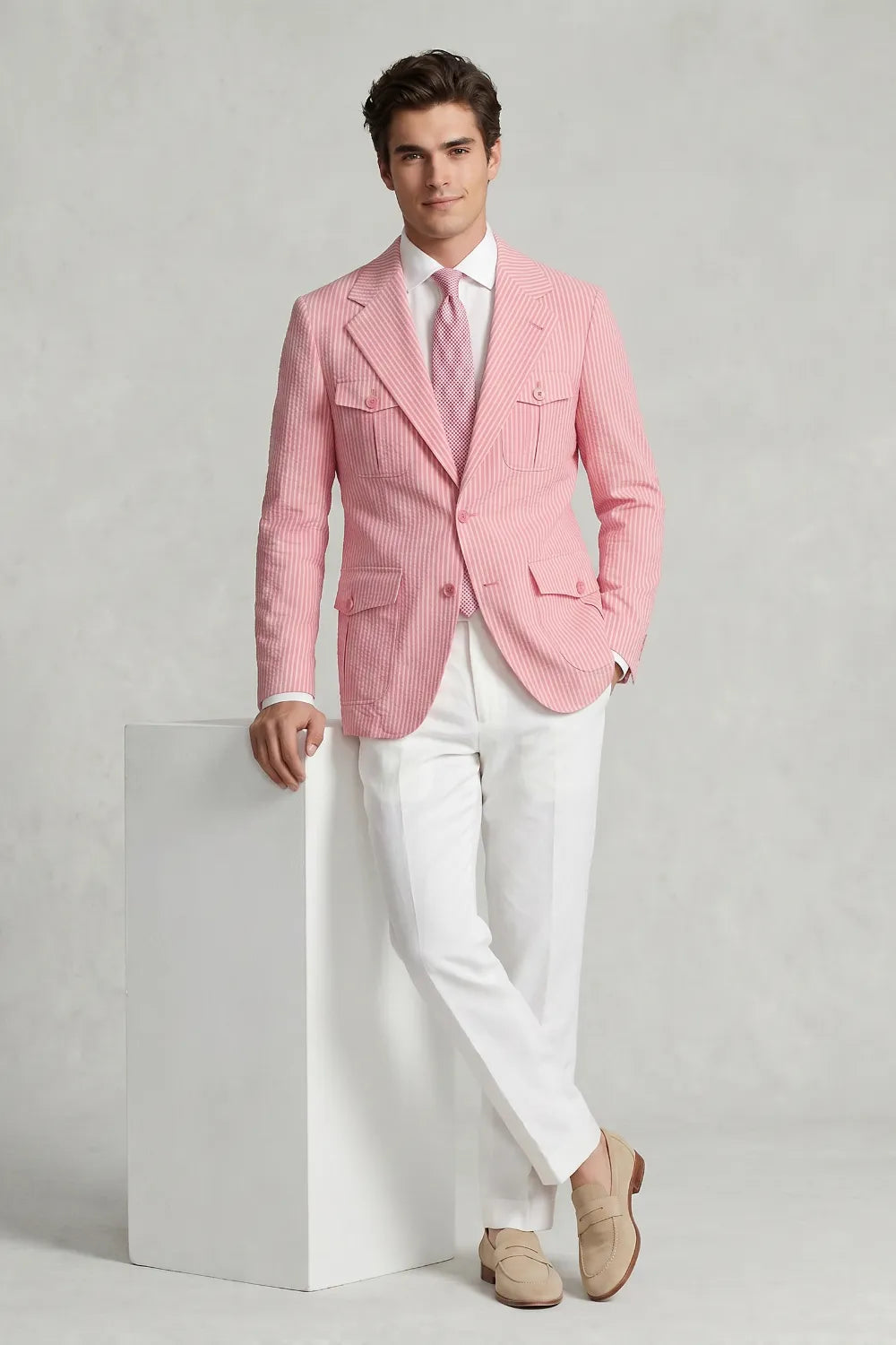 Men's Modern Seersucker 2 Piece Suit