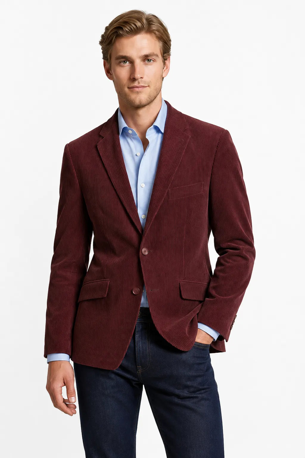 Men's Corduroy Notch Lapel 2 Piece Suit